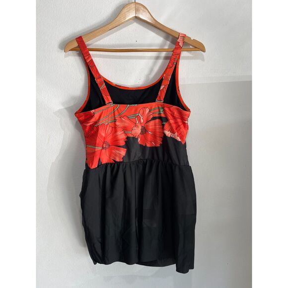 Tropical floral bathing suit dress colorful swimwear vacation beach women XL New - Picture 2 of 7